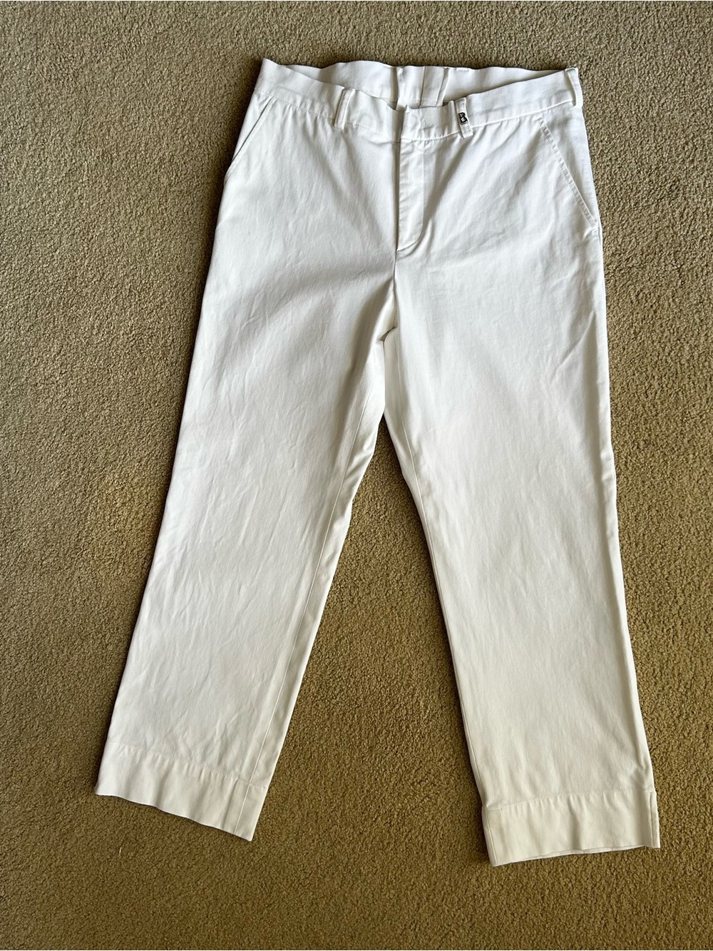 Bogner White Stretch Cotton Cropped Pants Size 8 (EU 76) Made in Czech Republic